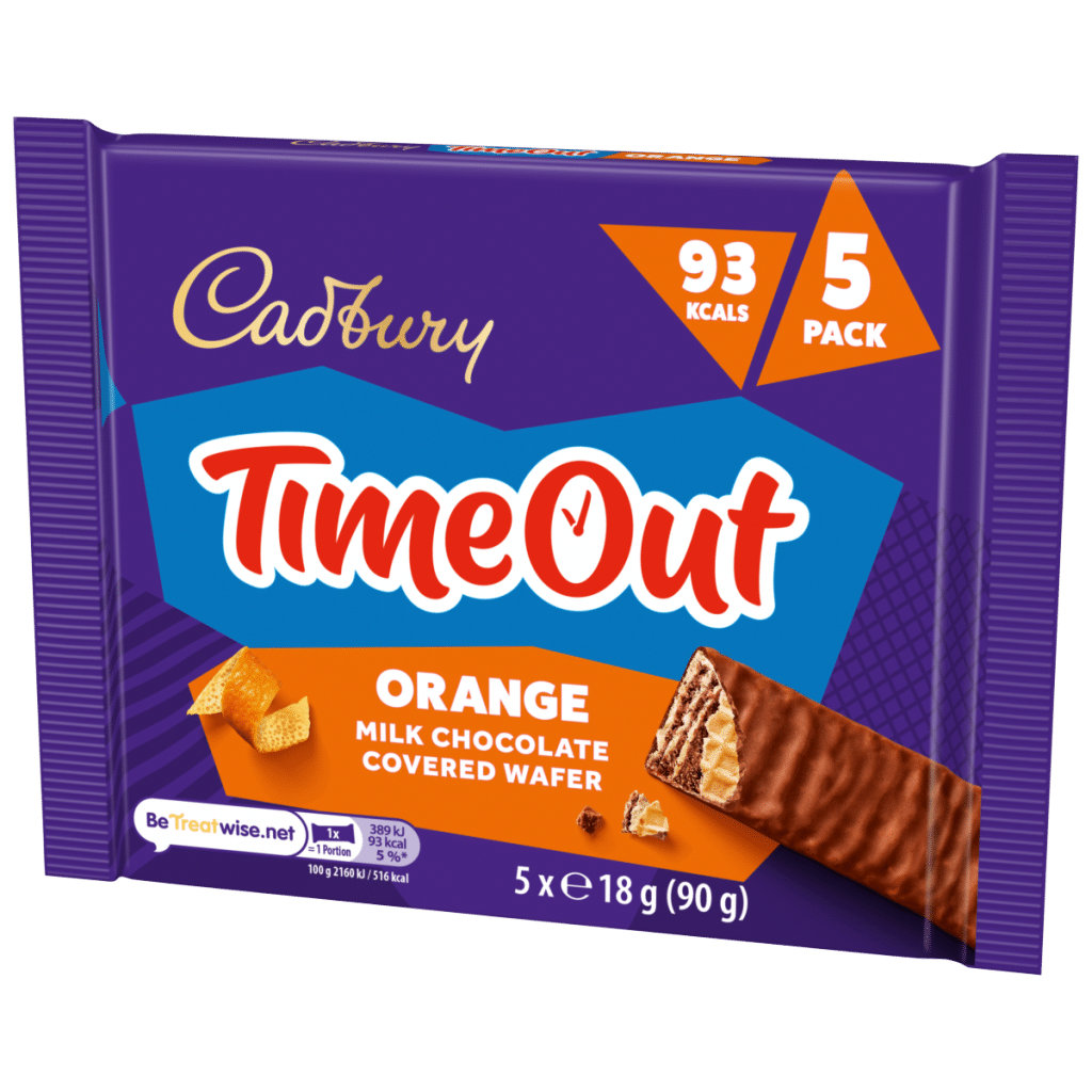 Cadbury Timeout 5-pack Orange Chocolate WaferBiscuit Bars Multipack (5x 18g bars) 90 g
