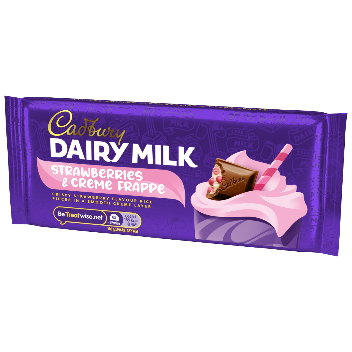 Cadbury Dairy Milk Strawberries & Creme Frappe Chocolate Bar 115 g