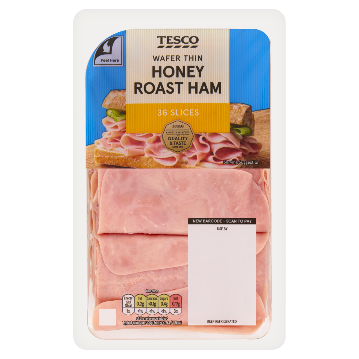 Tesco 36 Wafer Thin Honey Roast Ham Slices 400g