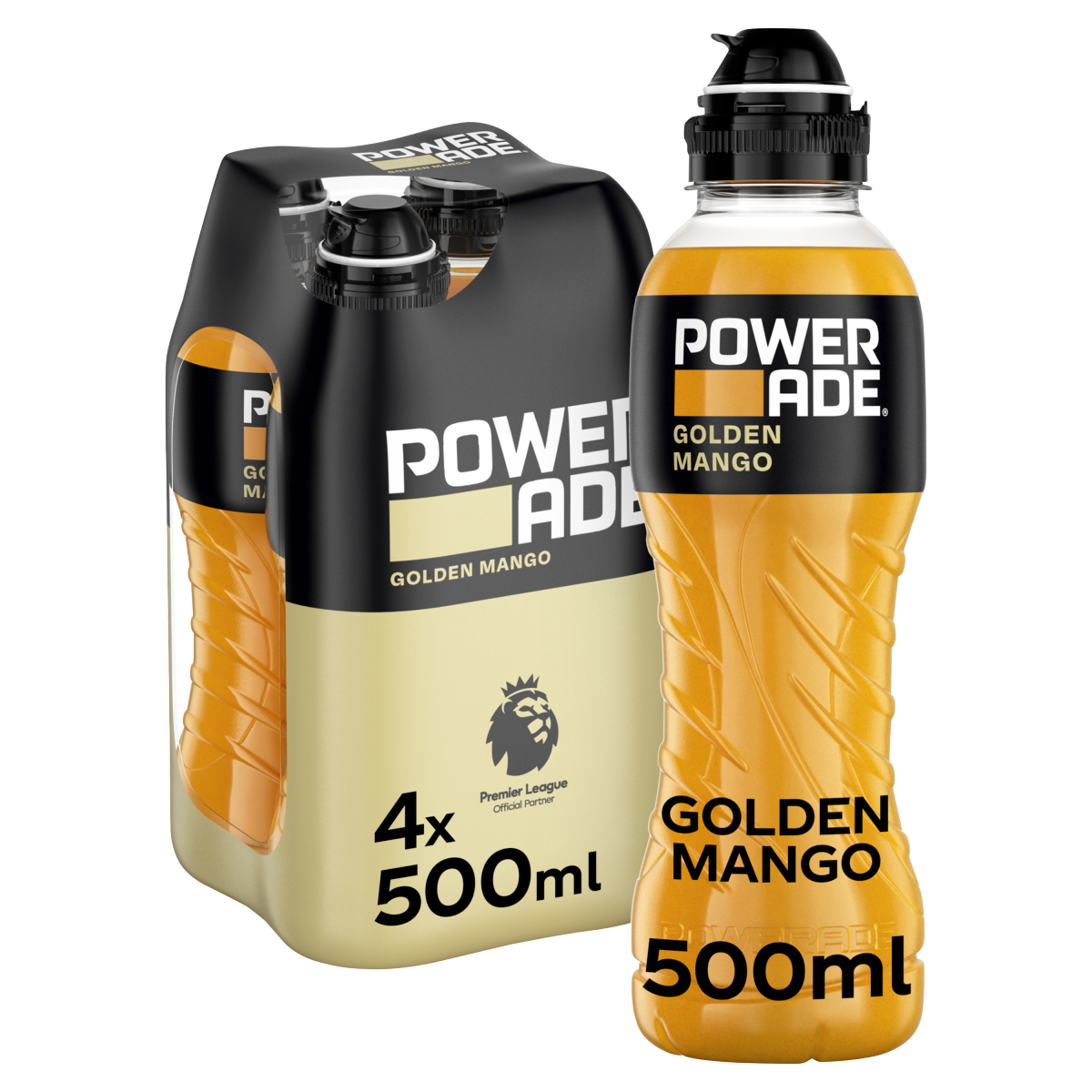 Powerade Golden Mango Sports Drink 4 x 500ml Bottles