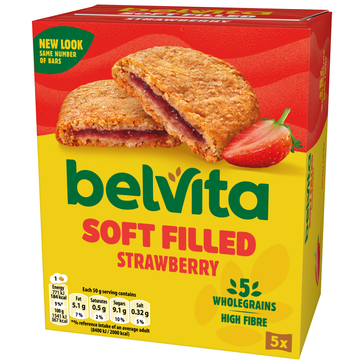 Belvita Soft Bakes Strawberry Filled Cereal Snack Bars Multipack 250g (5 x 50g)