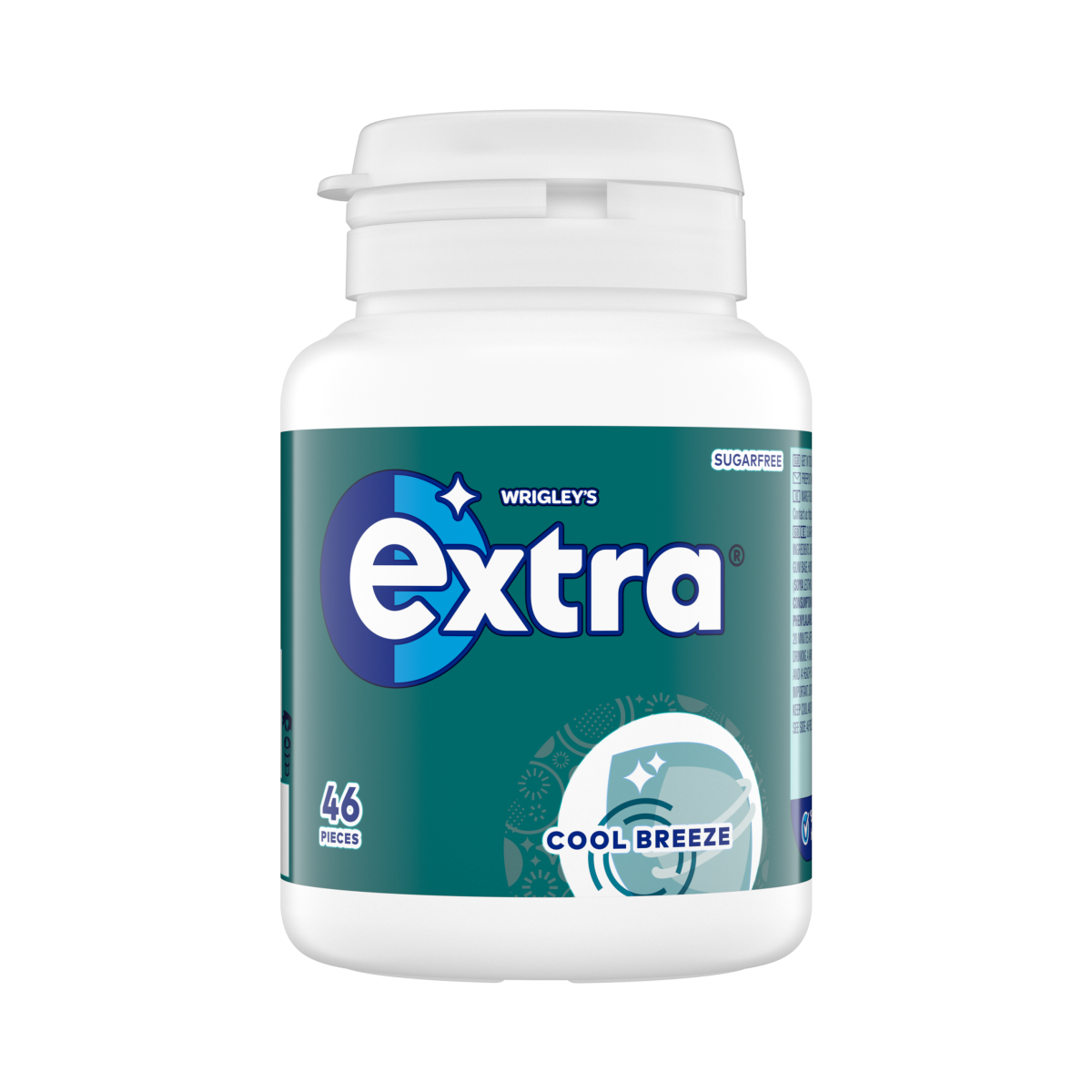 Extra Cool Breeze Chewing Gum Sugar Free Bottle 46 pieces (1x6x6 Bottles)