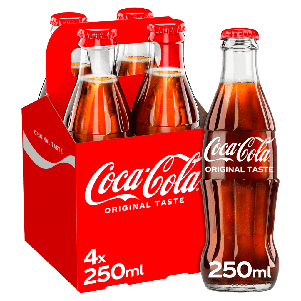 Coca-Cola Original Taste 4 x 250ml Glass Bottles