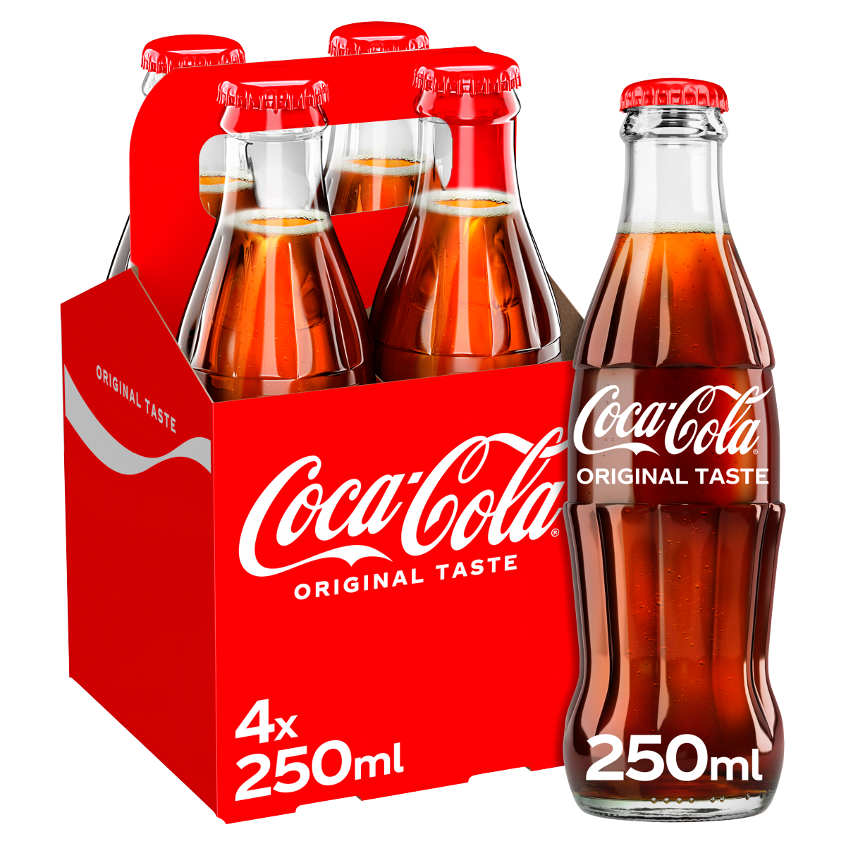 Coca-Cola Original Taste 4 x 250ml Glass Bottles