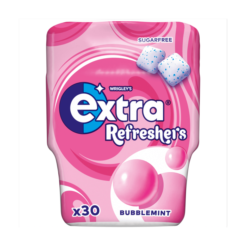 Extra Refreshers Bubblemint Sugar Free Chewing Gum Bottle 30 Pieces