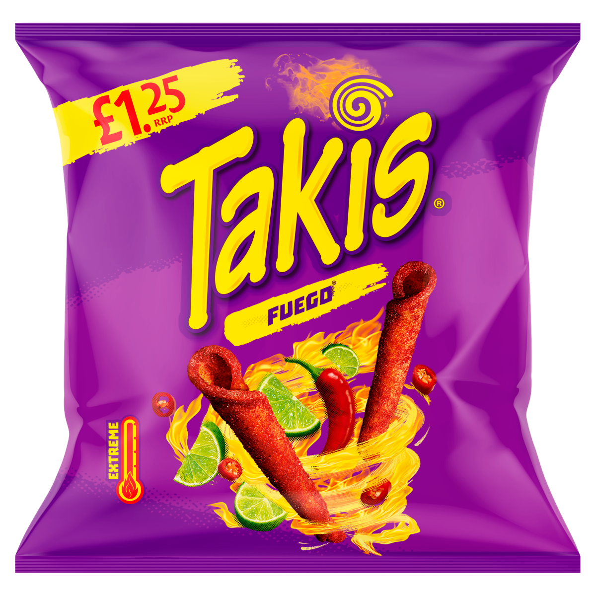Takis Fuego Seasoned Chilli and Lime Flavour Fried Maize Snack 55g