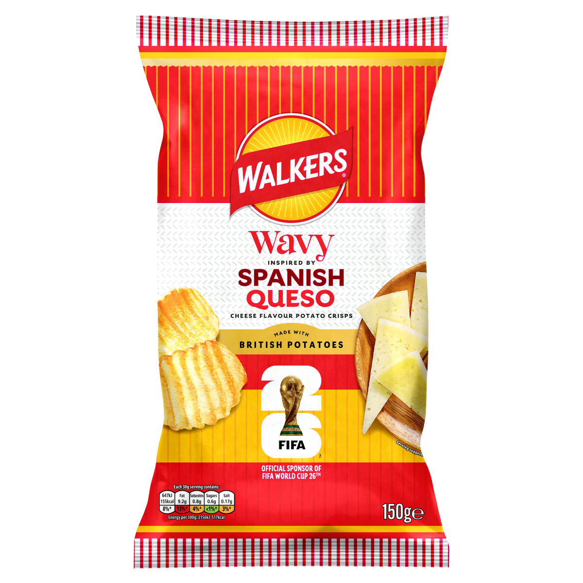 Walkers Wavy Spanish Queso Cheese Sharing Crisps 150g