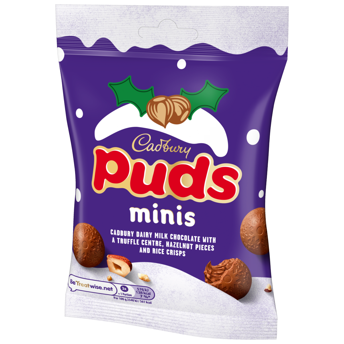Cadbury Mini Puds Chocolate Bag with Hazelnuts Clipstrip 73 g