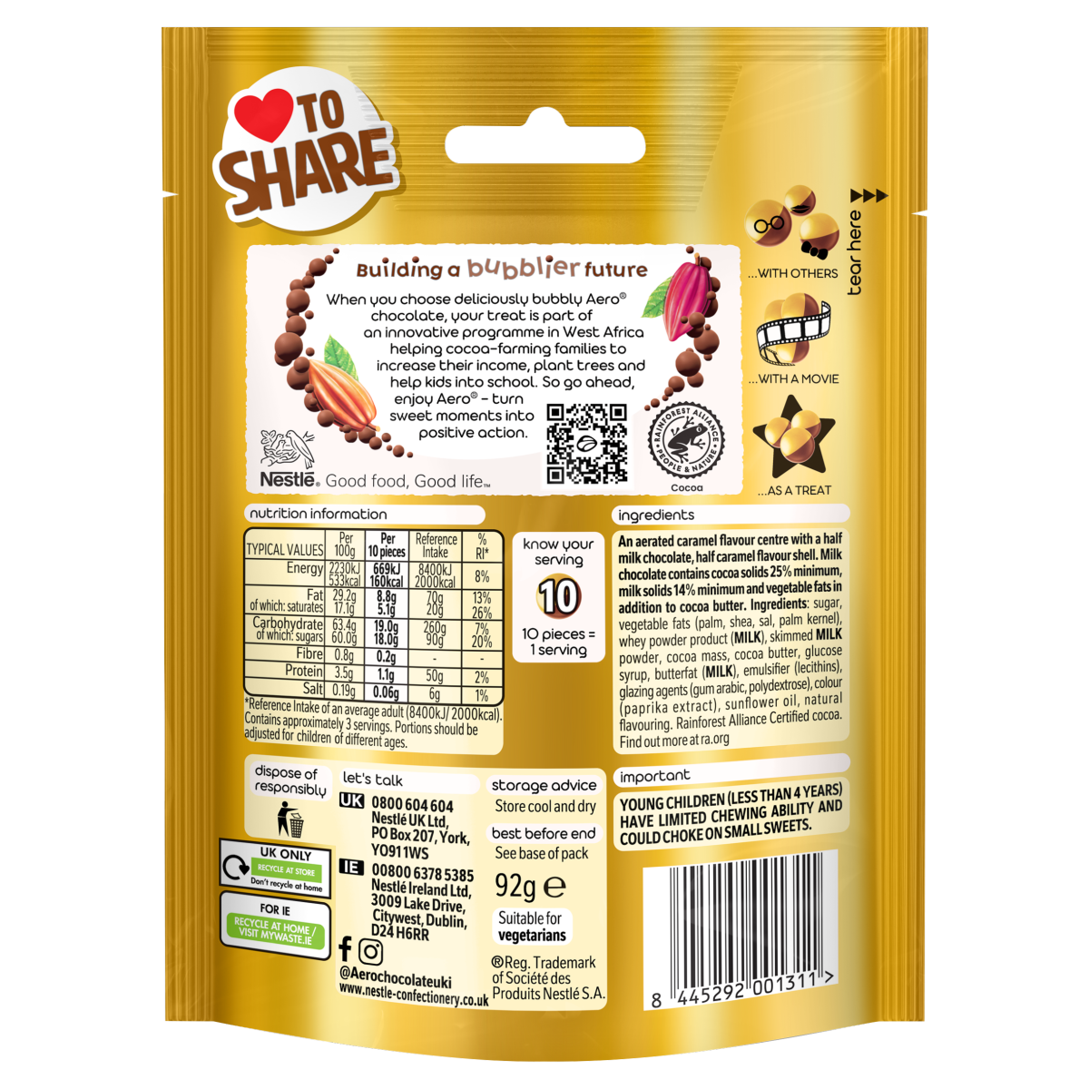 Aero Bubbles Milk Chocolate 92g