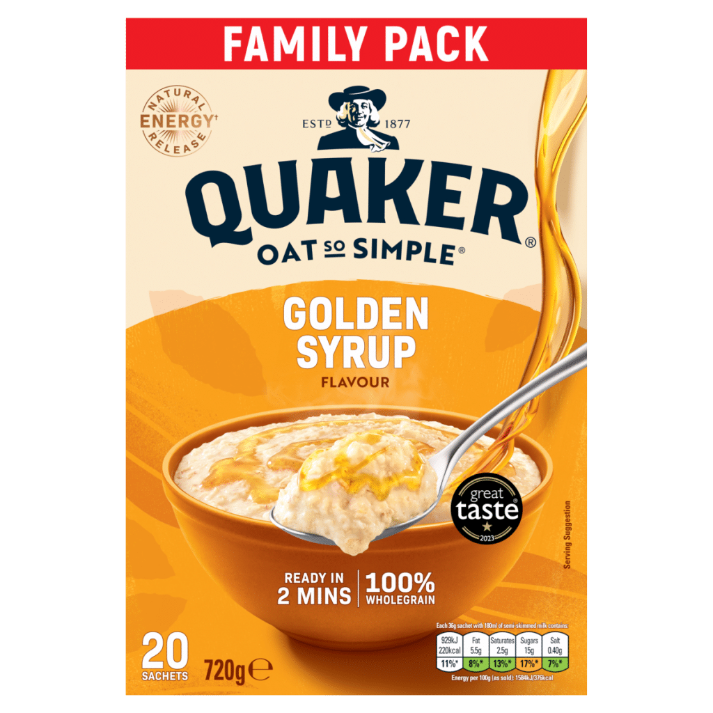 Quaker Oat So Simple Golden Syrup Family Pack Porridge Sachets 20x36g