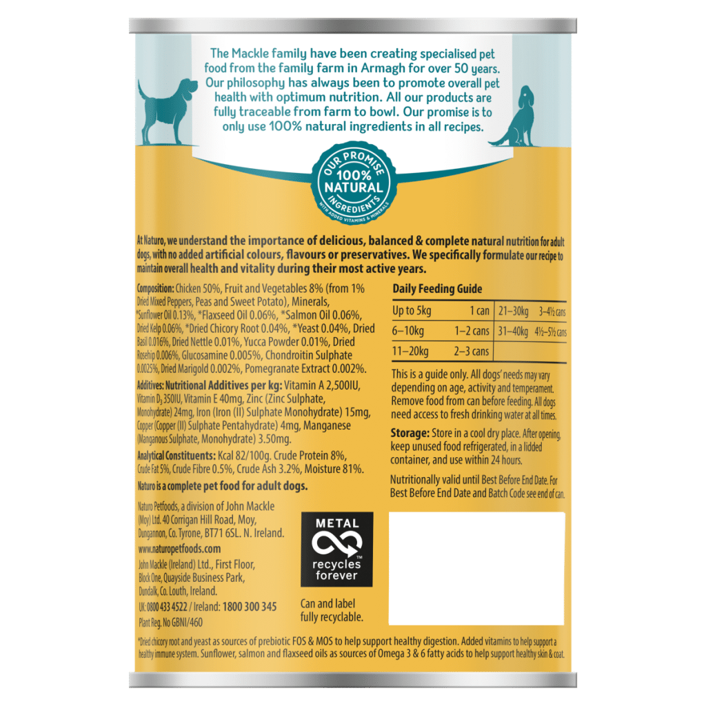 Naturo Natural Dog Food Chicken in Herb Gravy Adult Dog 1-7 Years 390g