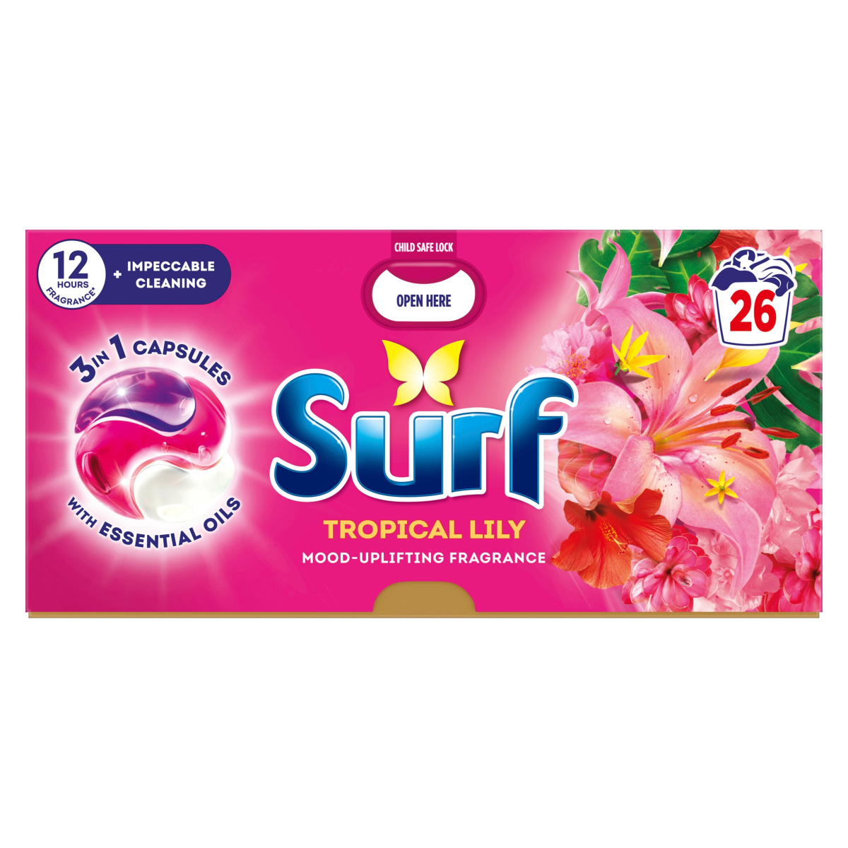 Surf 3 in 1 Tropical Lily Laundry Washing Detergent Capsules 26 washes