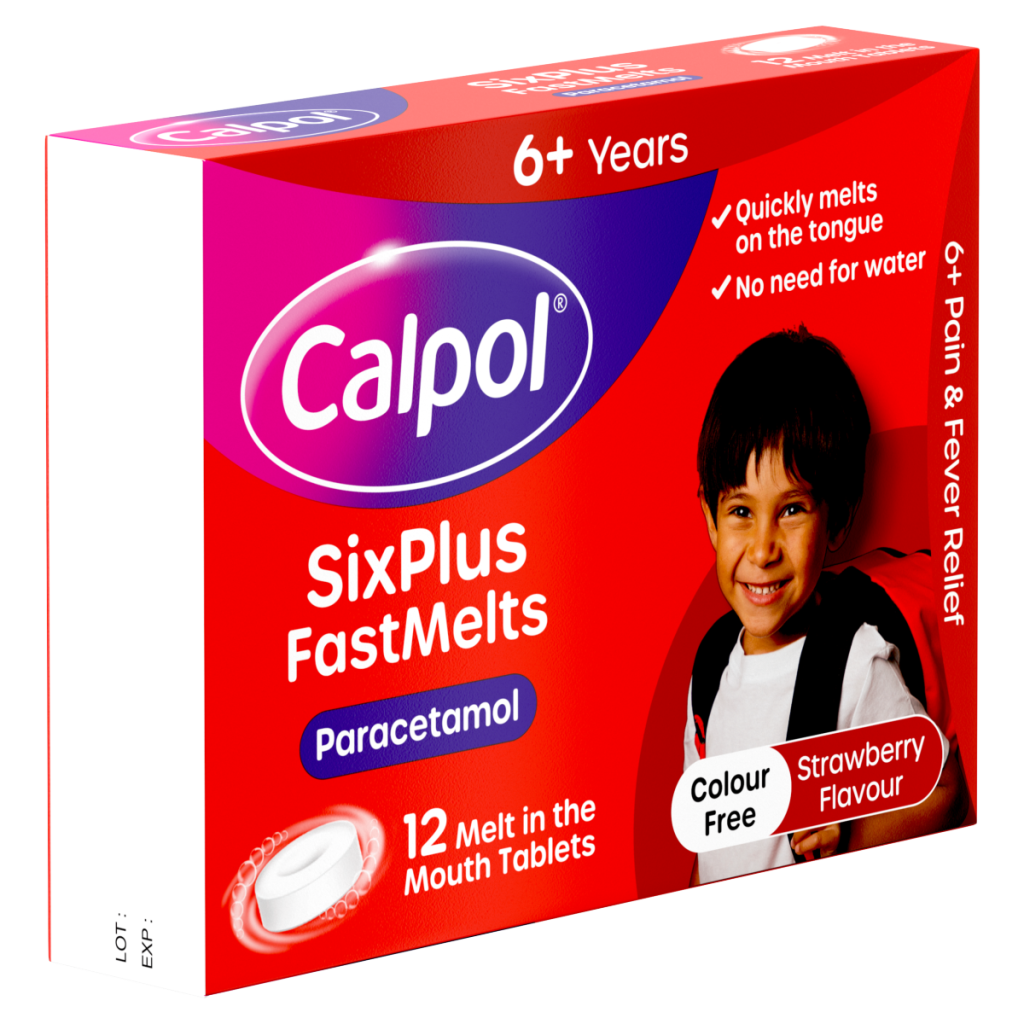 Calpol SixPlus Fast Melts Paracetamol Strawberry Flavour 6+ Years 12s