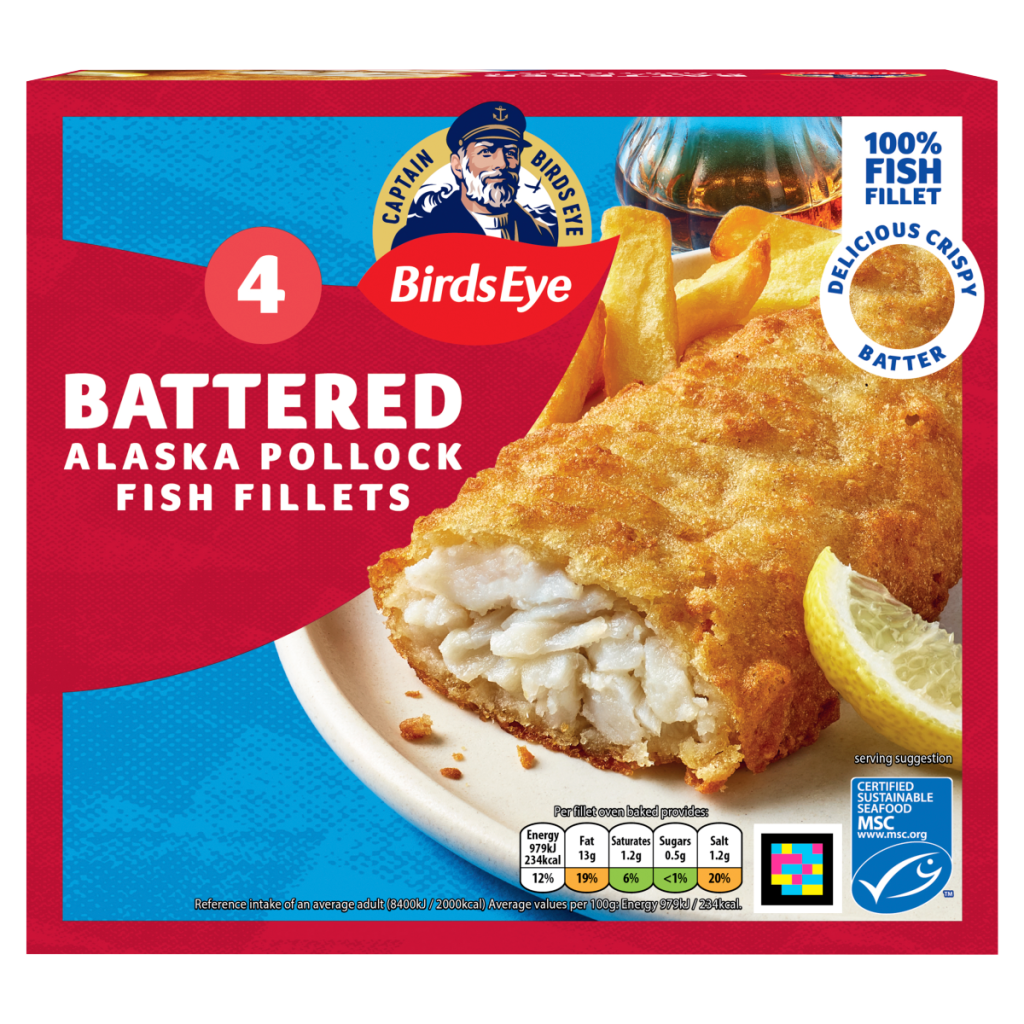Birds Eye 4 Battered Alaska Pollock Fish Fillets 400g