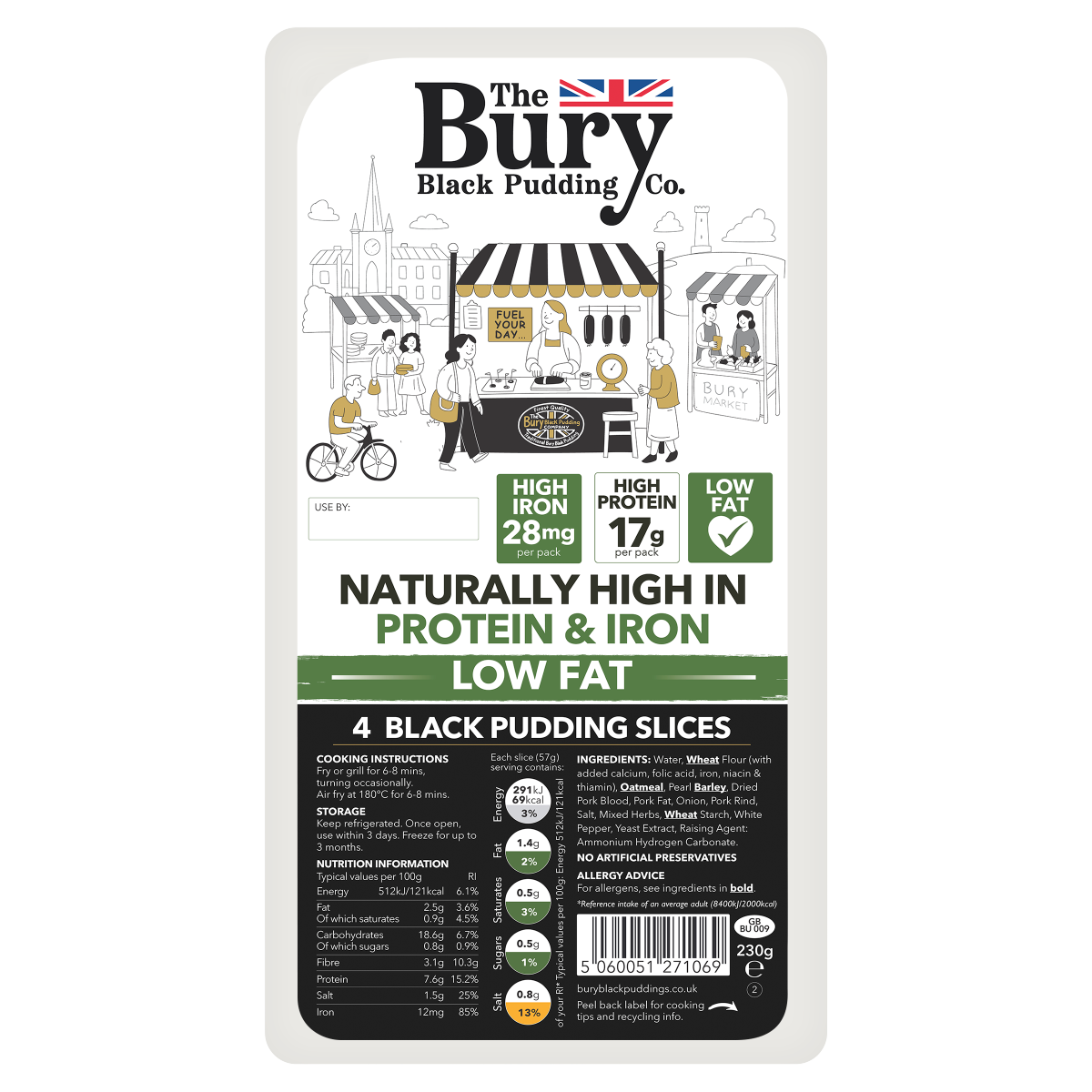 The Bury Black Pudding Co. 4 Black Pudding Slices 230g
