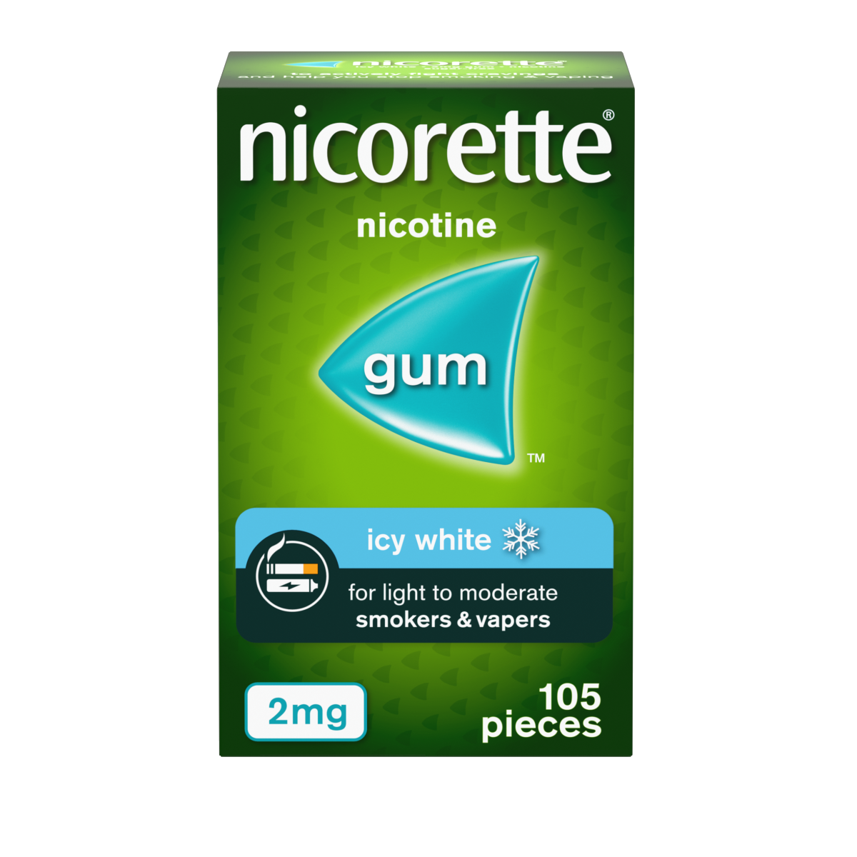 Nicorette Icy White 2mg Gum 105 Pieces, Stop Smoking and Stop Vaping Aid