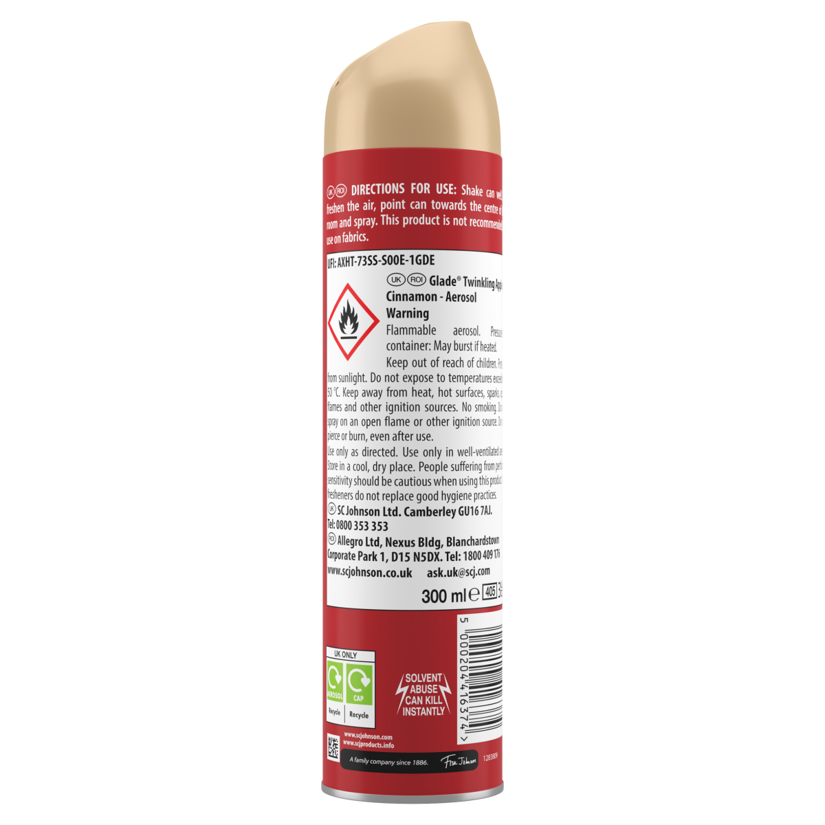 Glade Festive Aerosol, Twinkling Apple & Cinnamon, 300ml