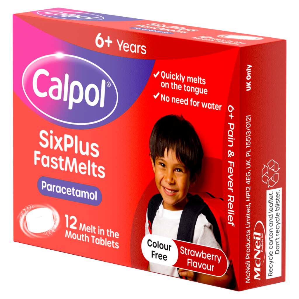 Calpol SixPlus Fast Melts Paracetamol Strawberry Flavour 6+ Years 12s