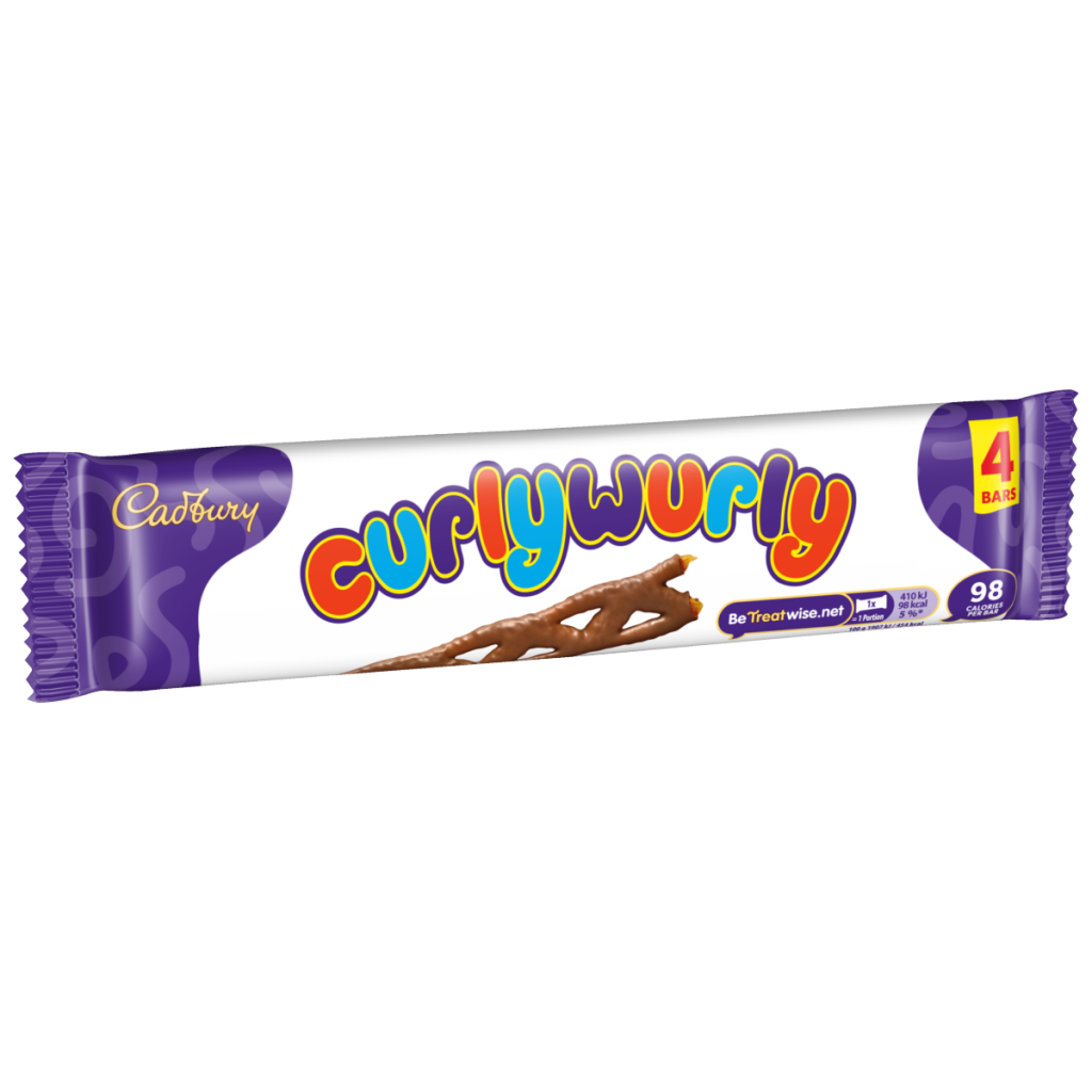 Cadbury Curly Wurly Chocolate Bar 4 Pack Multipack 86g (4 x 21.5g)