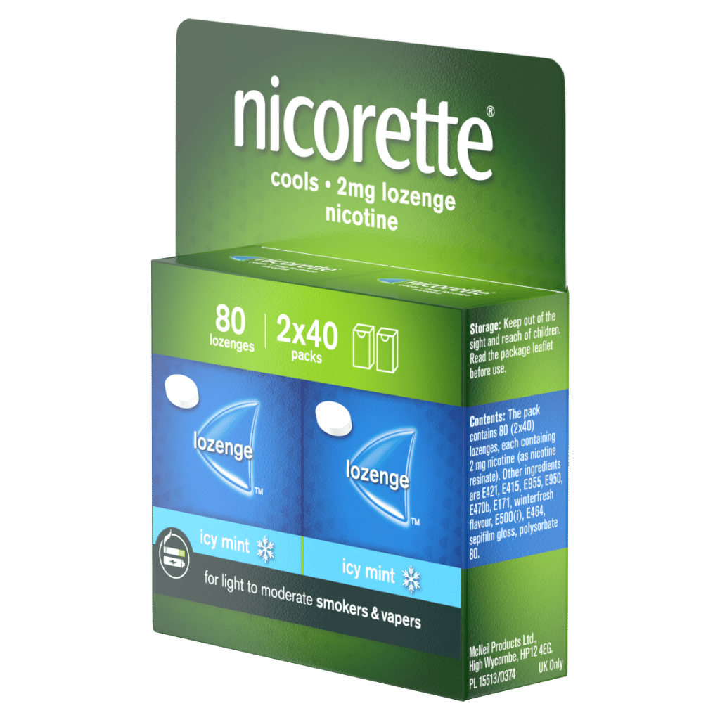 Nicorette 2mg Cools Lozenge 80 pieces,Quit Smoking or Quit Vaping Aid