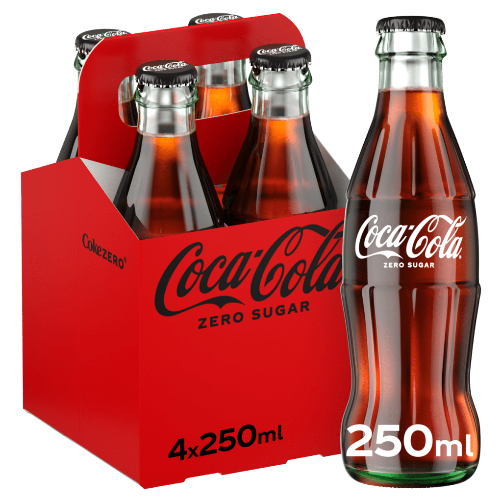 Coca-Cola Zero Sugar 4 x 250ml Glass Bottles