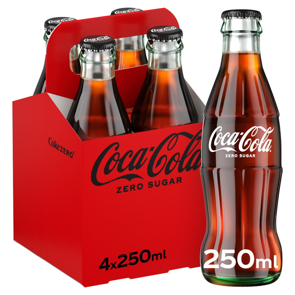 Coca-Cola Zero Sugar 4 x 250ml Glass Bottles