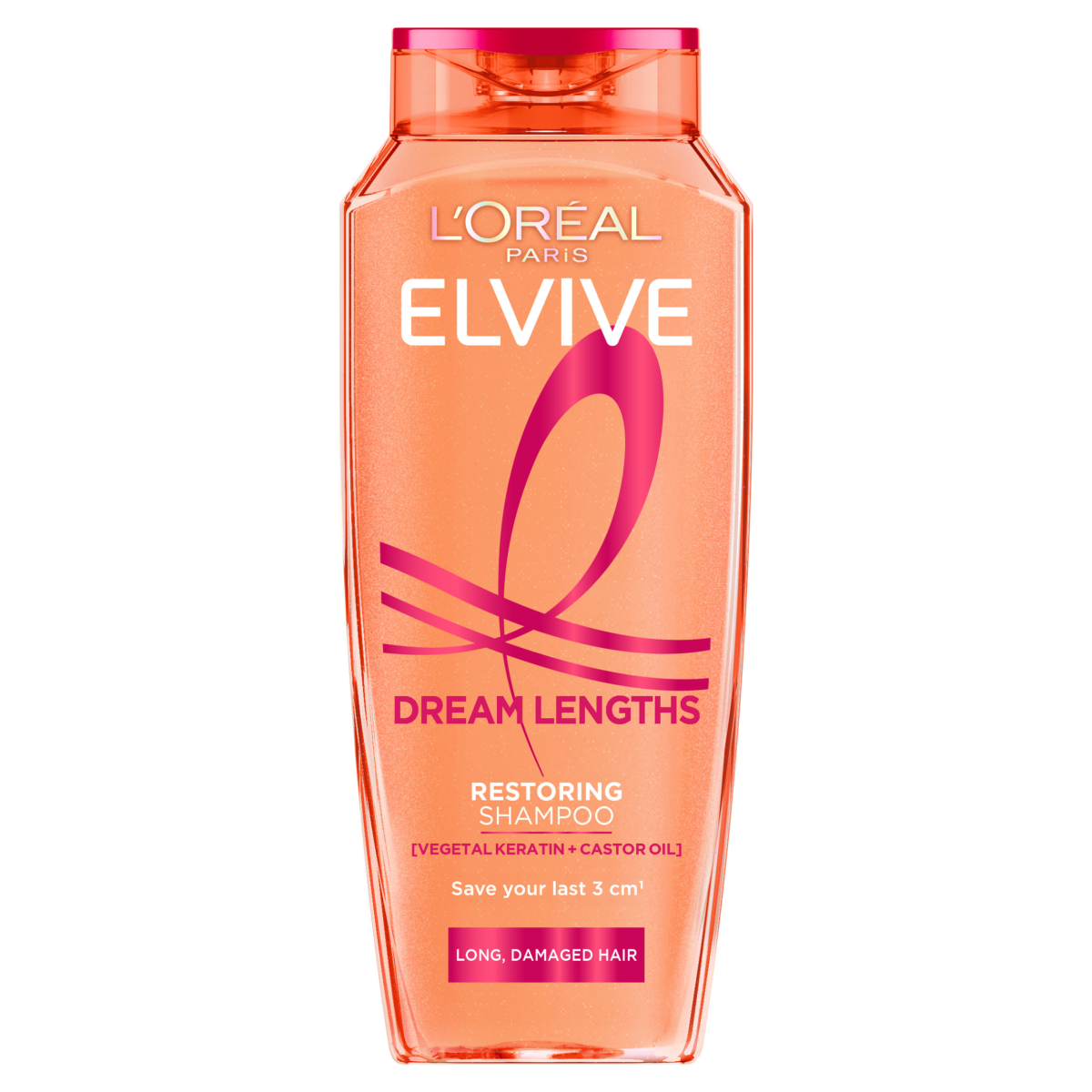 L’Oréal Paris Elvive Dream Lengths Restoring Shampoo – Long Hair, Vegetal Keratin, Castor Oil, 250ml