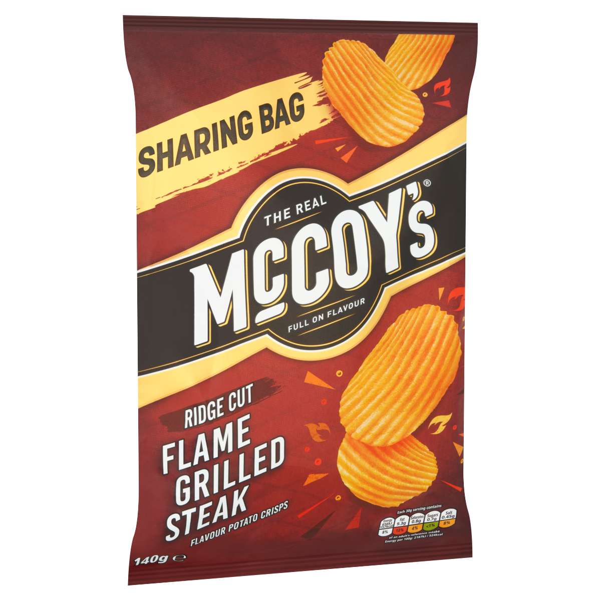 McCoy’s Ridge Cut Flame Grilled Steak Flavour Potato Crisps 140g