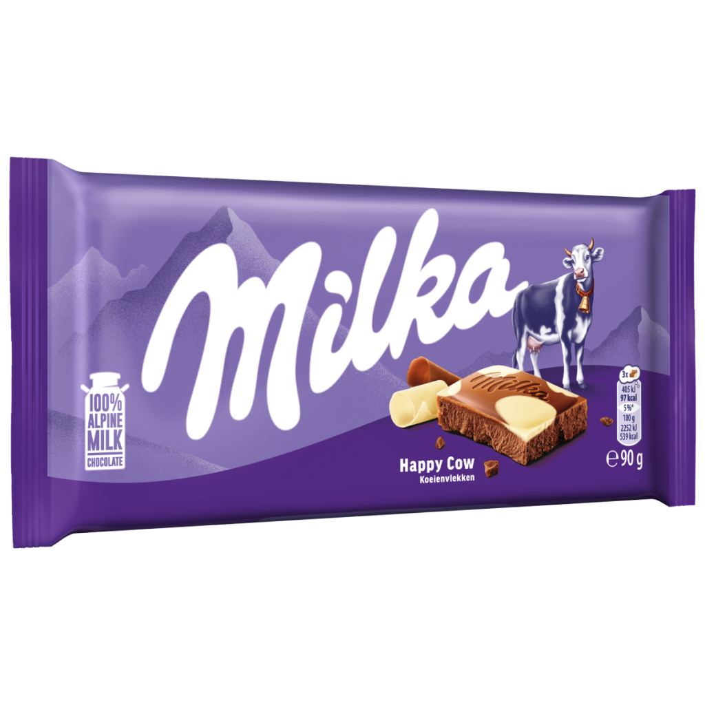 Milka Happy Cow Milk & White Chocolate Bar 90g