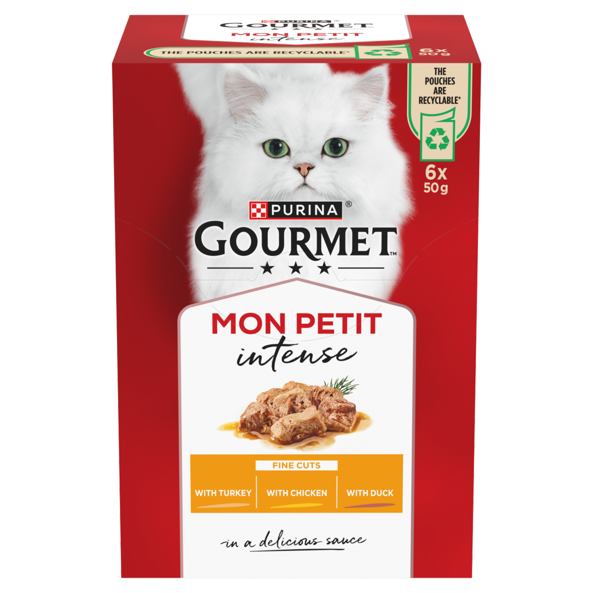 GOURMET Mon Petit Intense Duck, Chicken, Turkey Wet Cat Food 6x50g