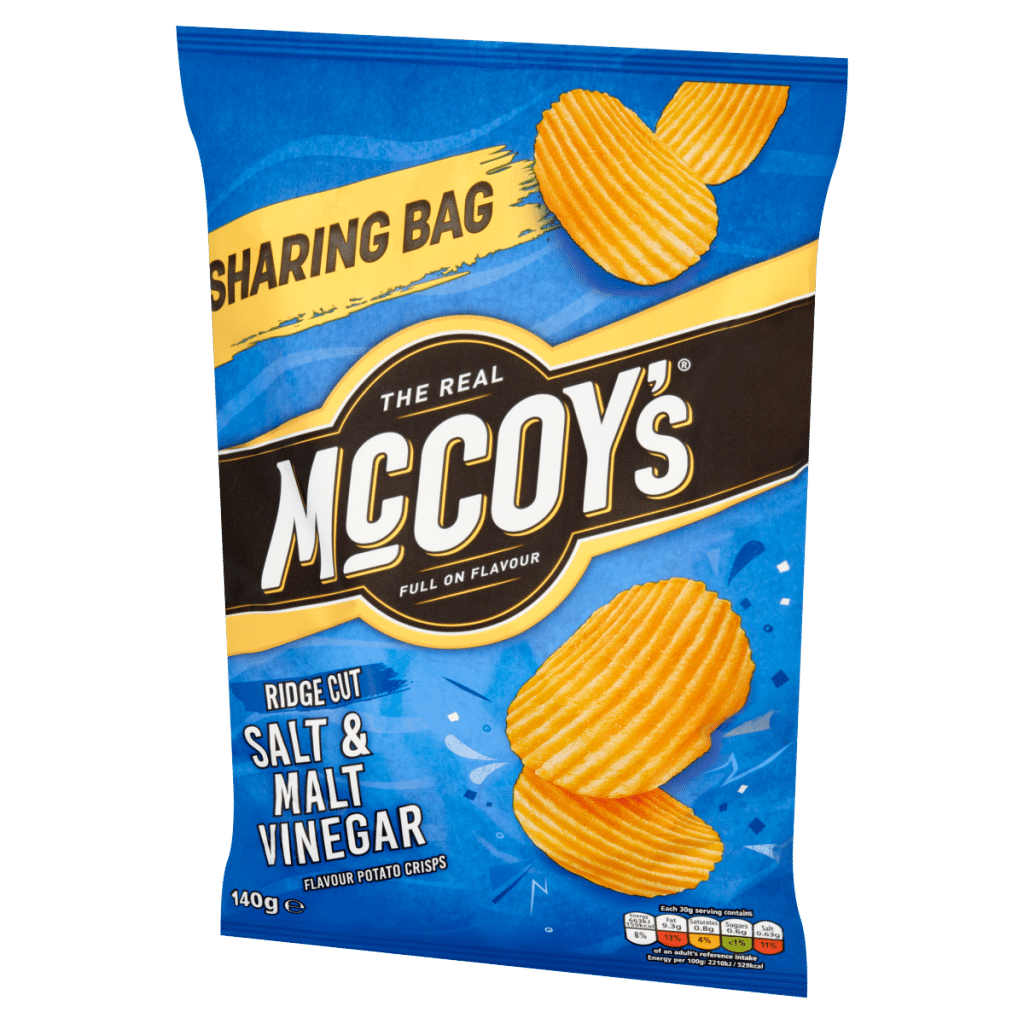 McCoy’s Ridge Cut Salt & Malt Vinegar Flavour Potato Crisps 140g