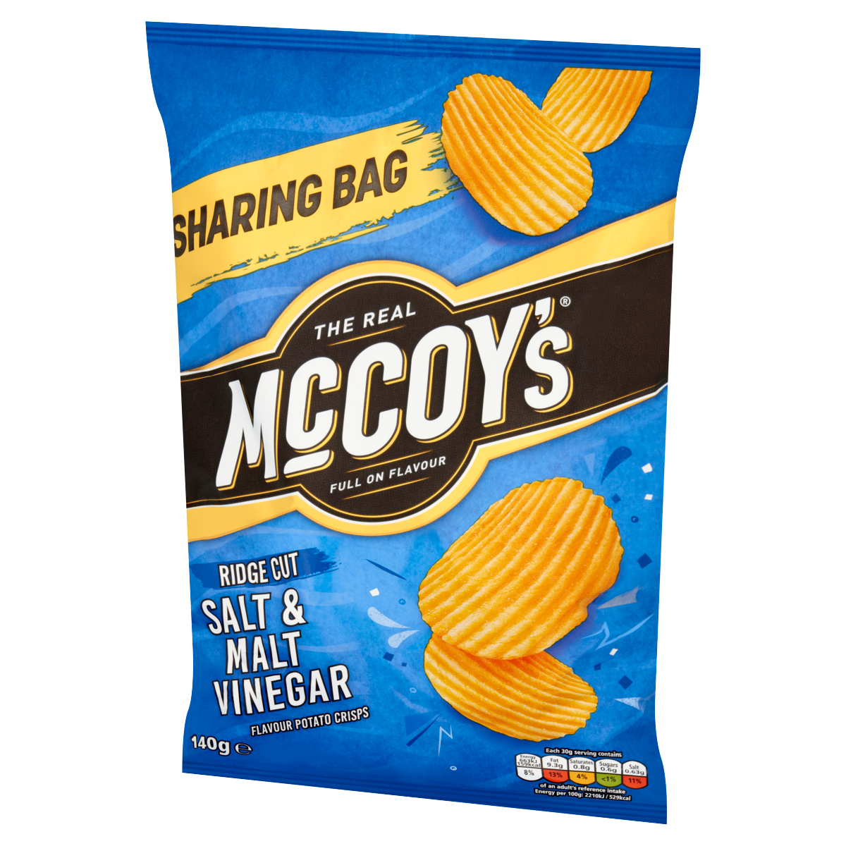 McCoy’s Ridge Cut Salt & Malt Vinegar Flavour Potato Crisps 140g