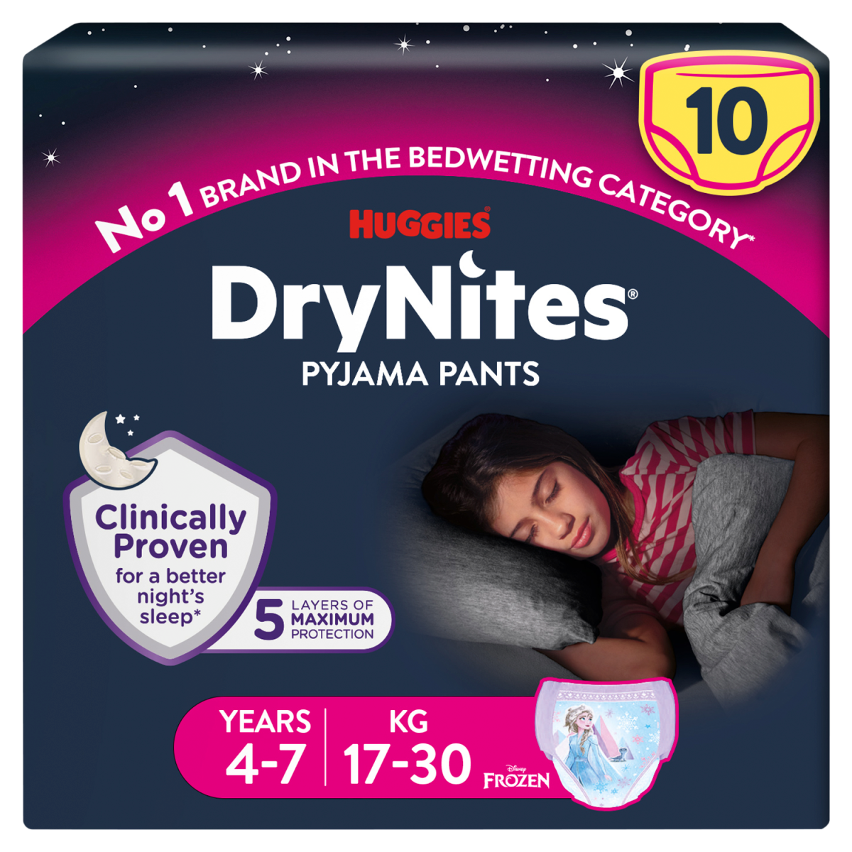 DryNites 10 Pyjama Pants Age 4-7 17-30kg