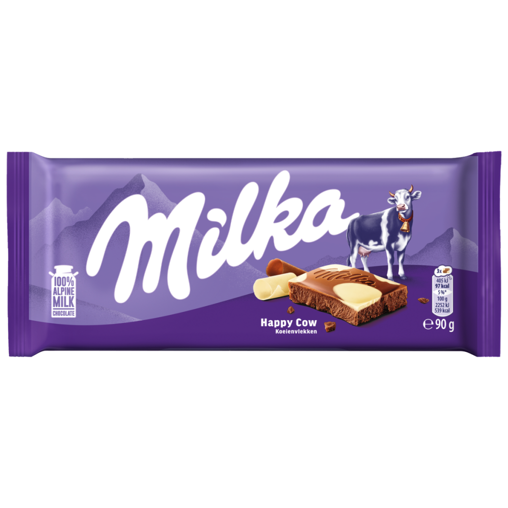 Milka Happy Cow Milk & White Chocolate Bar 90g