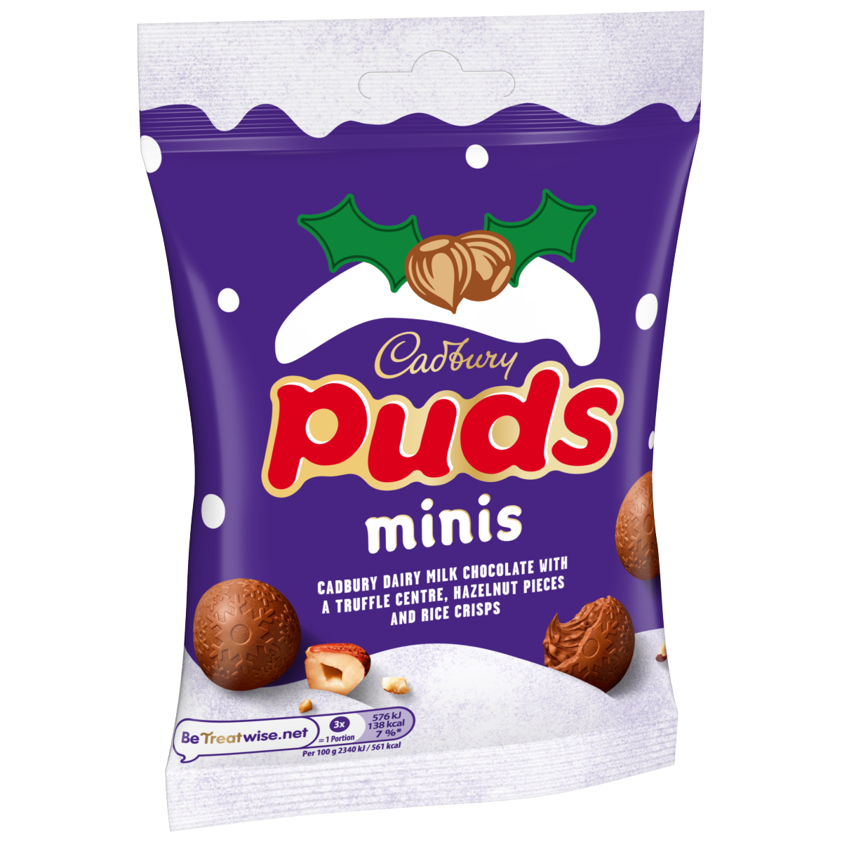 Cadbury Mini Puds Chocolate Bag with Hazelnuts Clipstrip 73 g