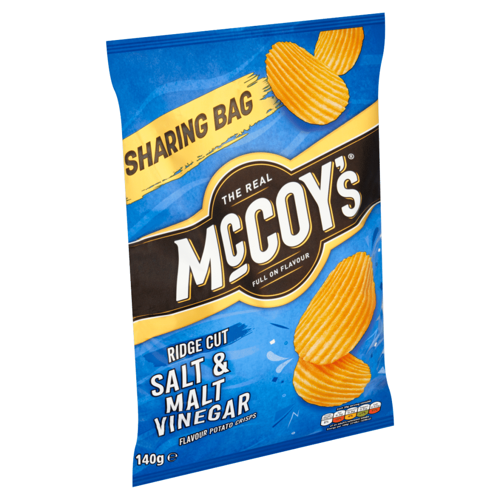 McCoy’s Ridge Cut Salt & Malt Vinegar Flavour Potato Crisps 140g