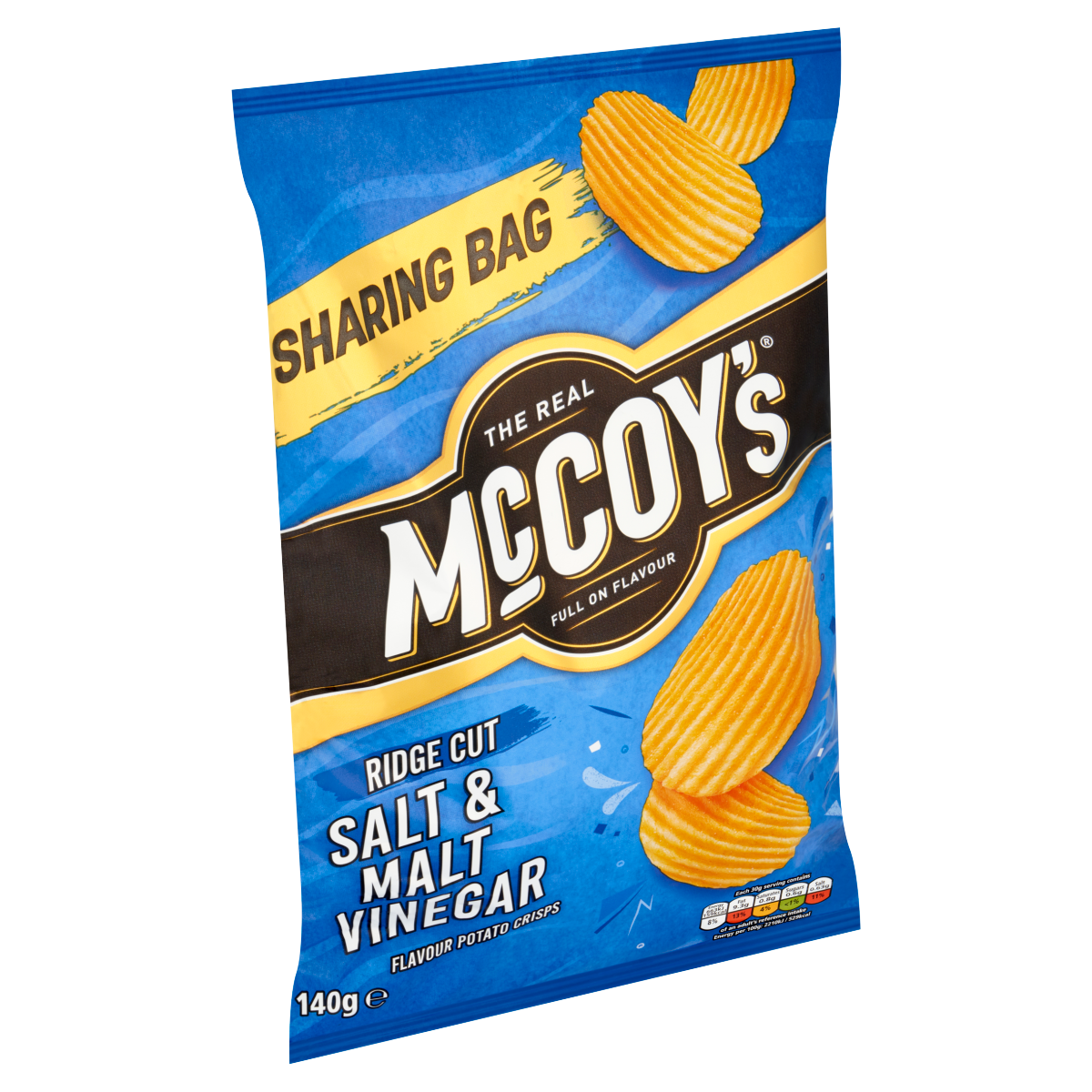 McCoy’s Ridge Cut Salt & Malt Vinegar Flavour Potato Crisps 140g