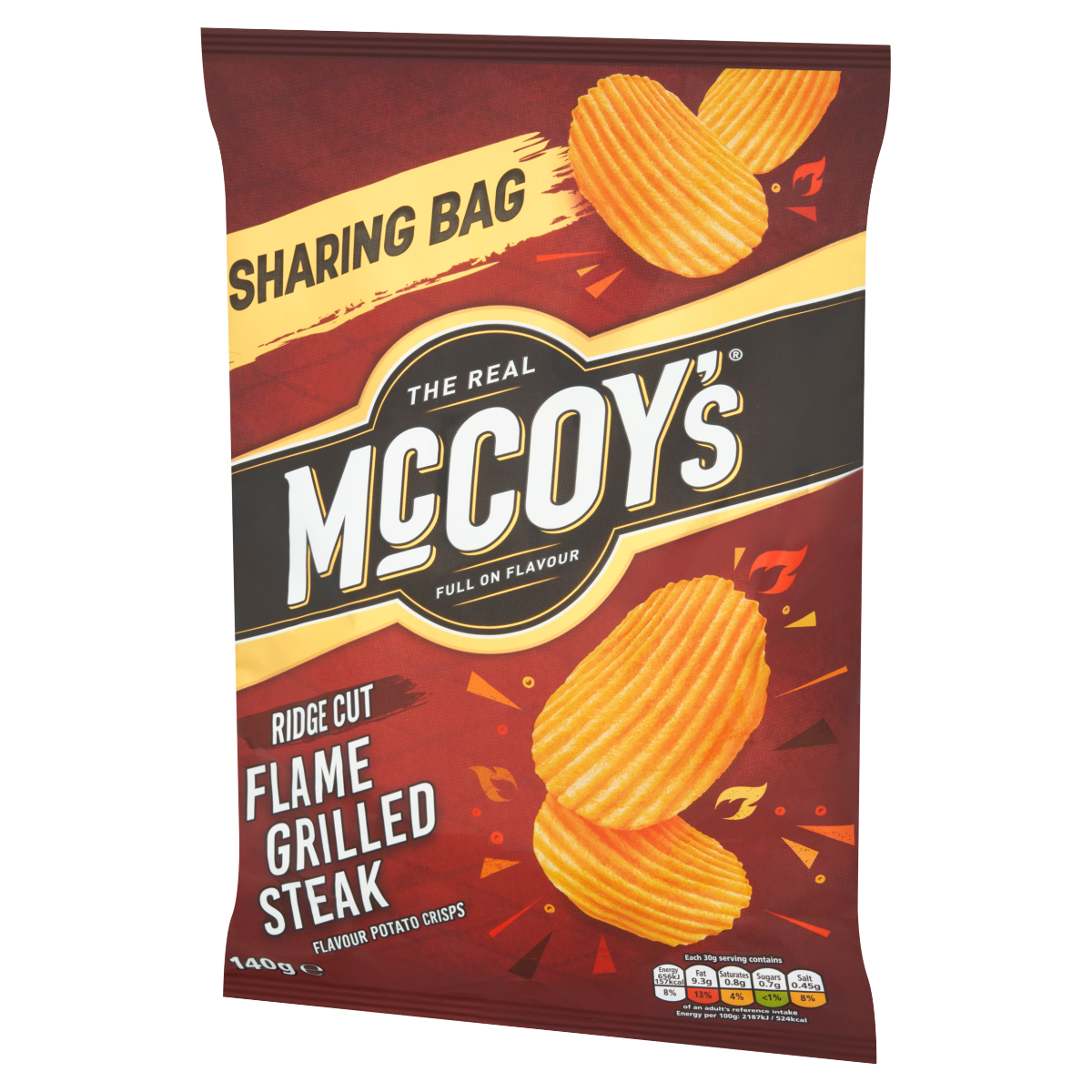 McCoy’s Ridge Cut Flame Grilled Steak Flavour Potato Crisps 140g