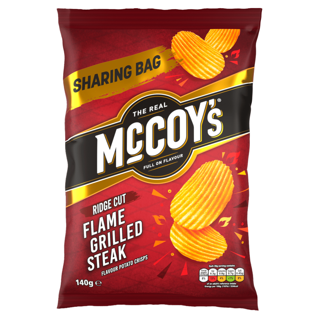 McCoy’s Ridge Cut Flame Grilled Steak Flavour Potato Crisps 140g