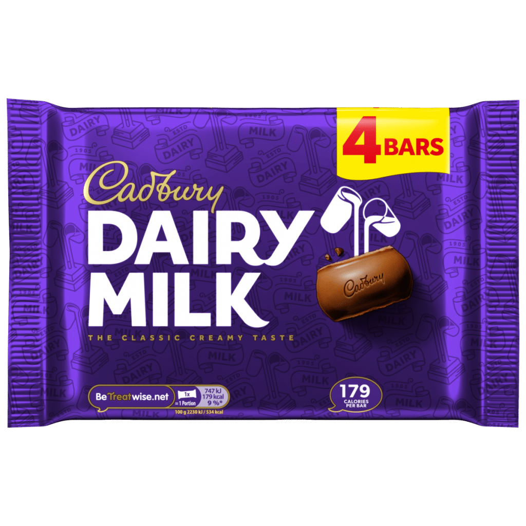 Cadbury Dairy Milk Chocolate Bar 4 Pack Multipack 134 g