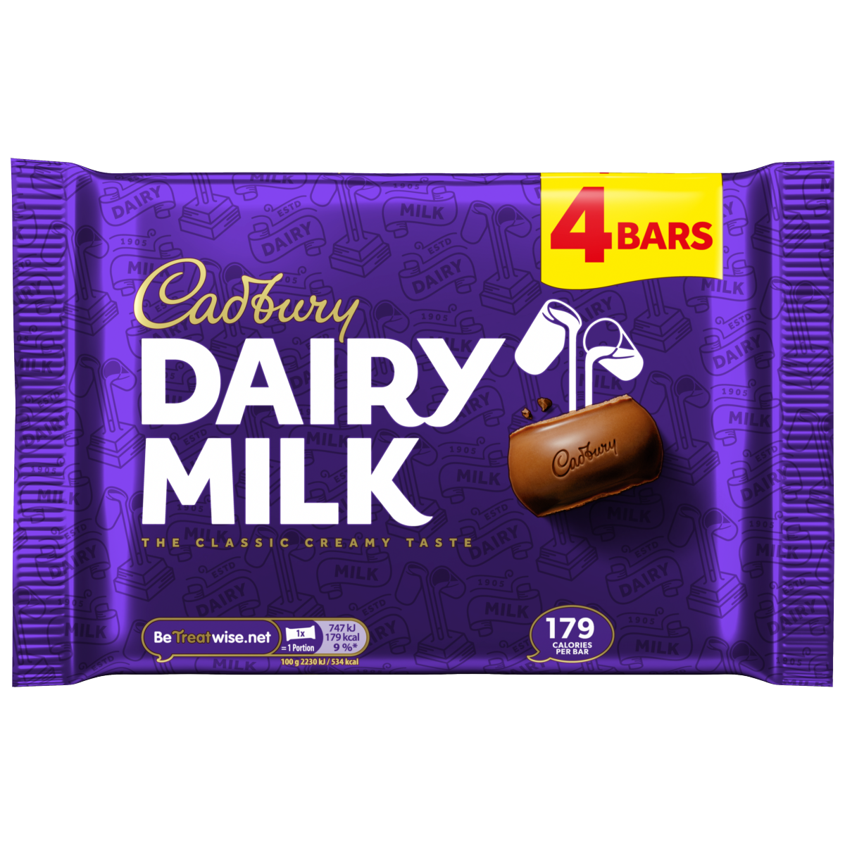 Cadbury Dairy Milk Chocolate Bar 4 Pack Multipack 134 g