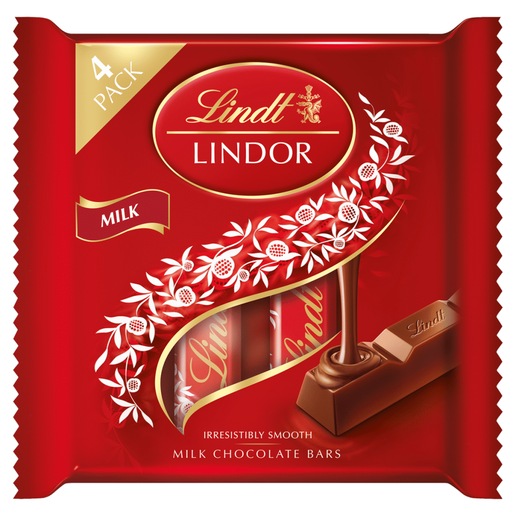 Lindt Lindor Milk Chocolate Bars Multipack 4 x 25g