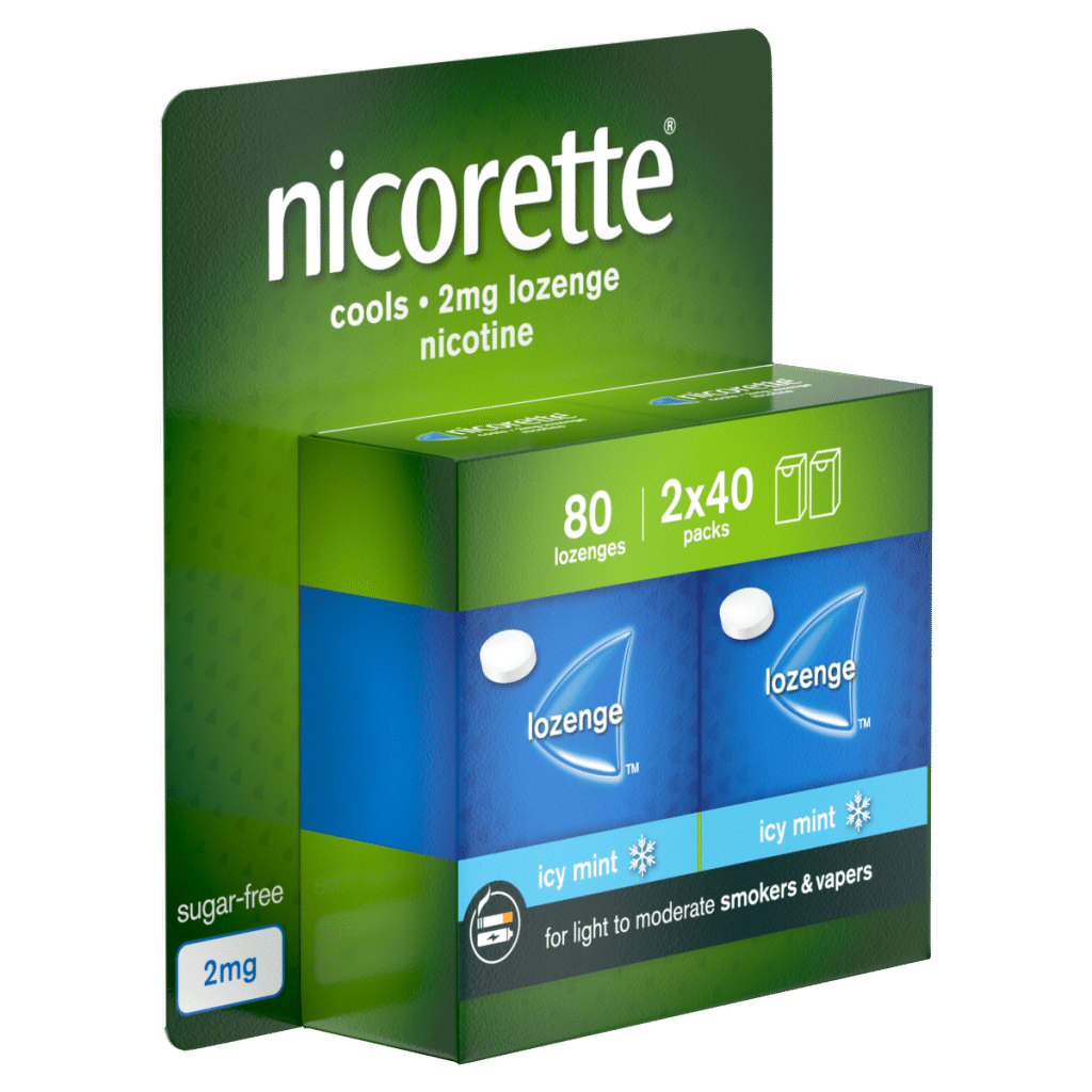 Nicorette 2mg Cools Lozenge 80 pieces,Quit Smoking or Quit Vaping Aid