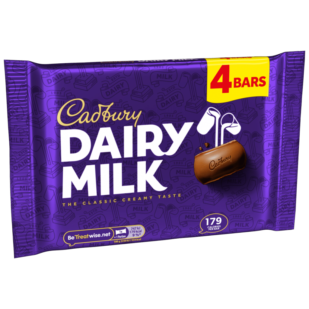 Cadbury Dairy Milk Chocolate Bar 4 Pack Multipack 134 g