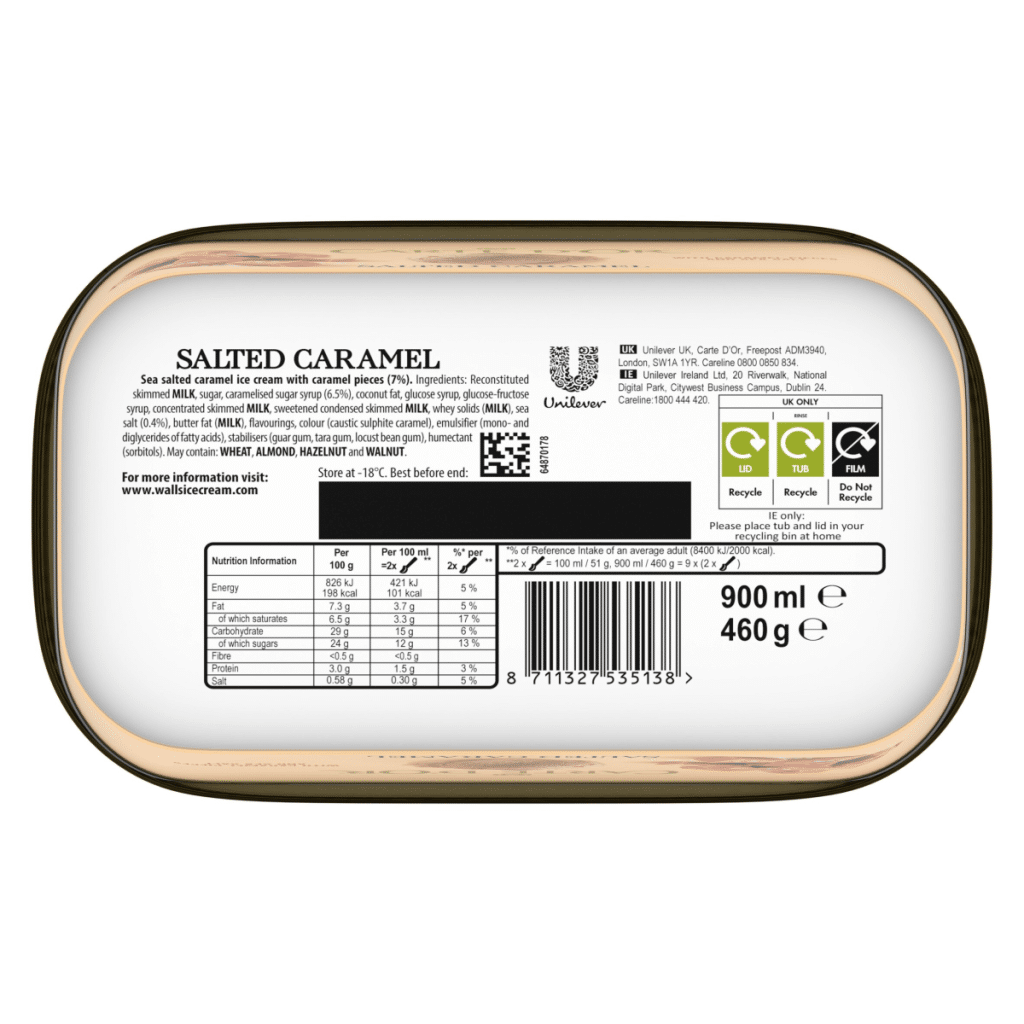 Carte D’or Rich Salted Caramel Ice Cream Tub 900 ml