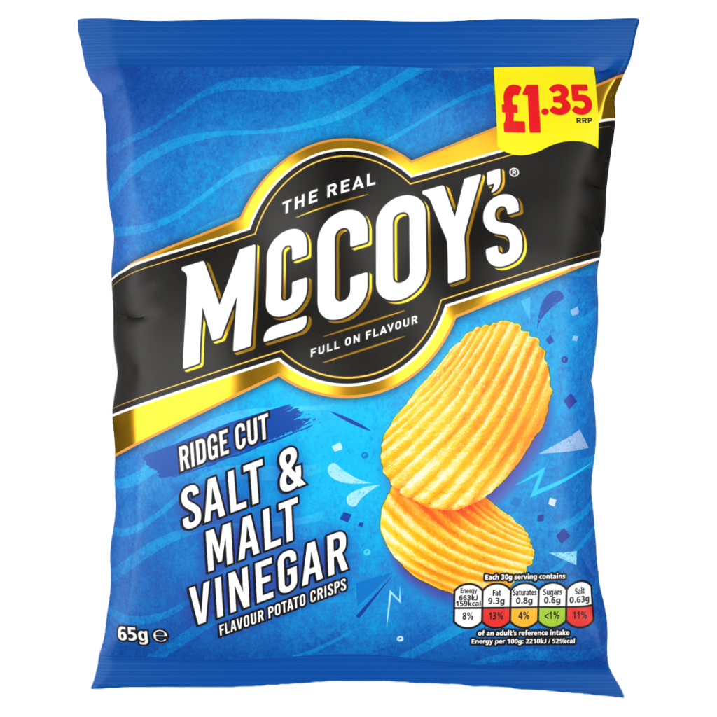 McCoy’s Ridge Cut Salt & Malt Vinegar Flavour Potato Crisps 65g