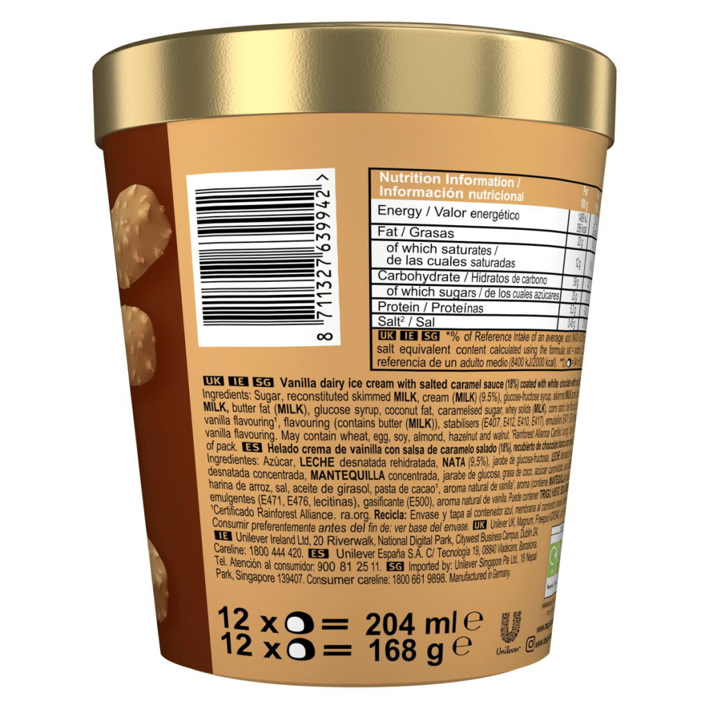 Magnum Bonbon Gold Caramel Billionaire Ice Cream Frozen Snack 12x 17 ml (204 ml)