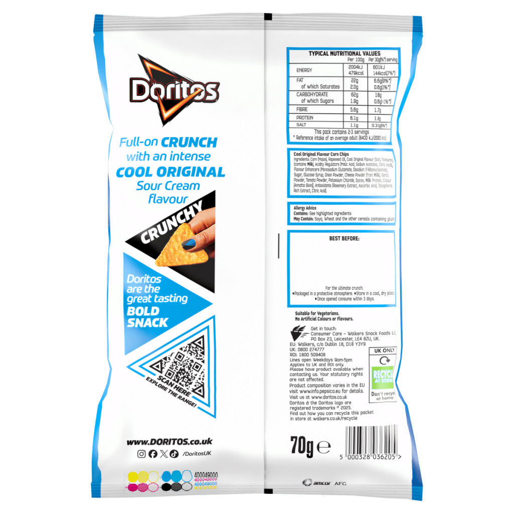 Doritos Cool Original Tortilla Chips Crisps 70g PMP £1.35 RRP