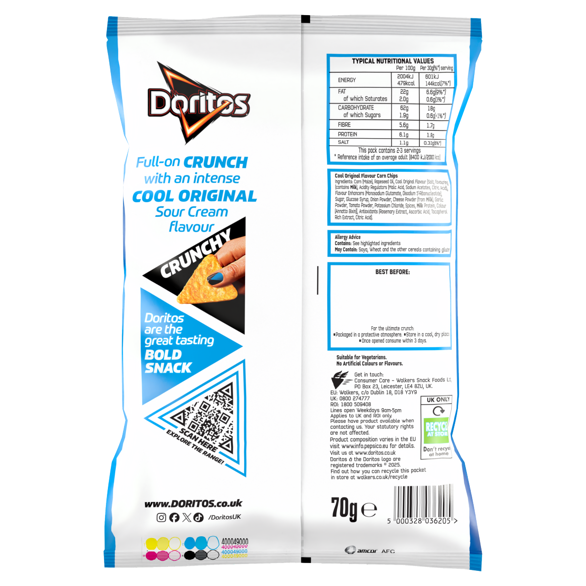 Doritos Cool Original Tortilla Chips Crisps 70g PMP £1.35 RRP