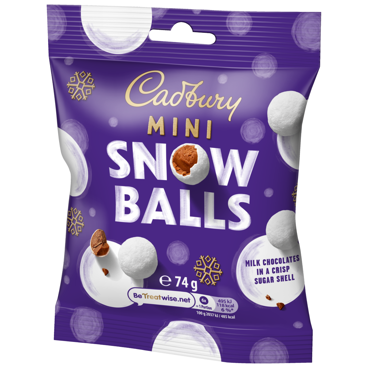 Cadbury Christmas Mini Snowballs Bag 74 g